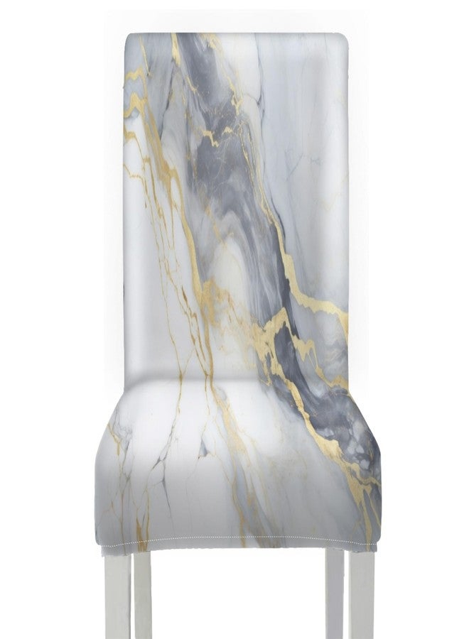 LIZIMI Marble Chair Covers Modern Abstract Foil Texture White Grey Gold Marble Stretch Parson Chair Slipcovers,Chair Seat Protector for Home Kitchen Dining Room Party 2 PCS - Image 2